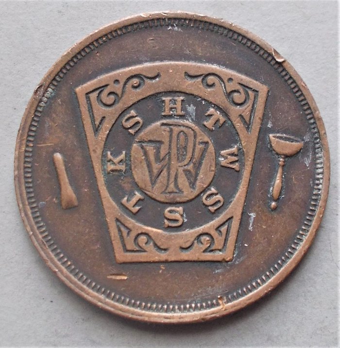 Masonic-Tokens,-Coins-And-Counter-Stamped-Pennies